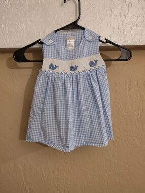 Petit Ami Light Blue Gingham Baby Dress